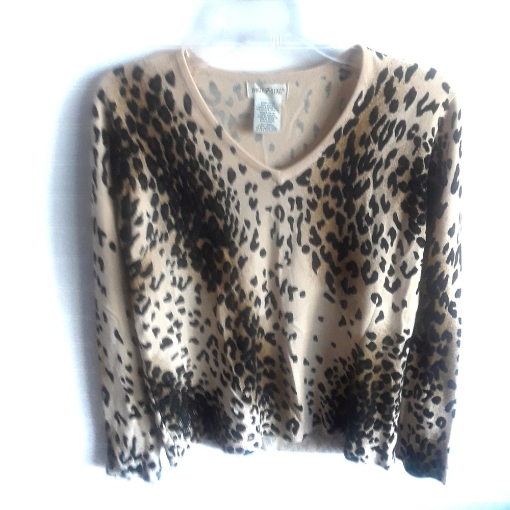 White Stag Leopard V Neck Cardigan
